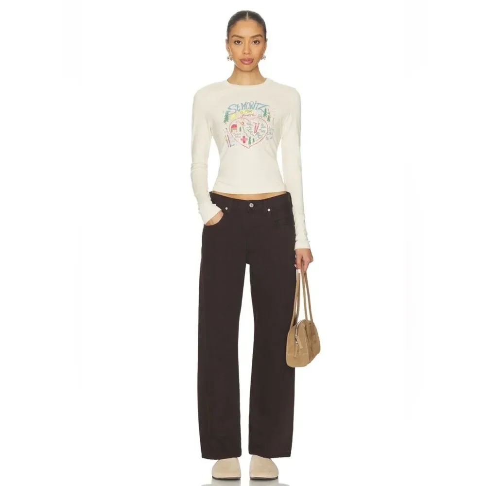 St. Moritz Is For Lovers Vintage Long SleeveTee in Dirty White DAYDREAMER XS